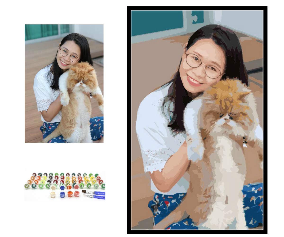 Custom Paint by Numbers Kit for Adults - DIY Personalized Acrylic Oil Painting with Floating Frame & Rolled Canvas (24x30 Inch Unassembled) - Perfect for Home Decor, Gift Giving & Relaxing Art Therapy