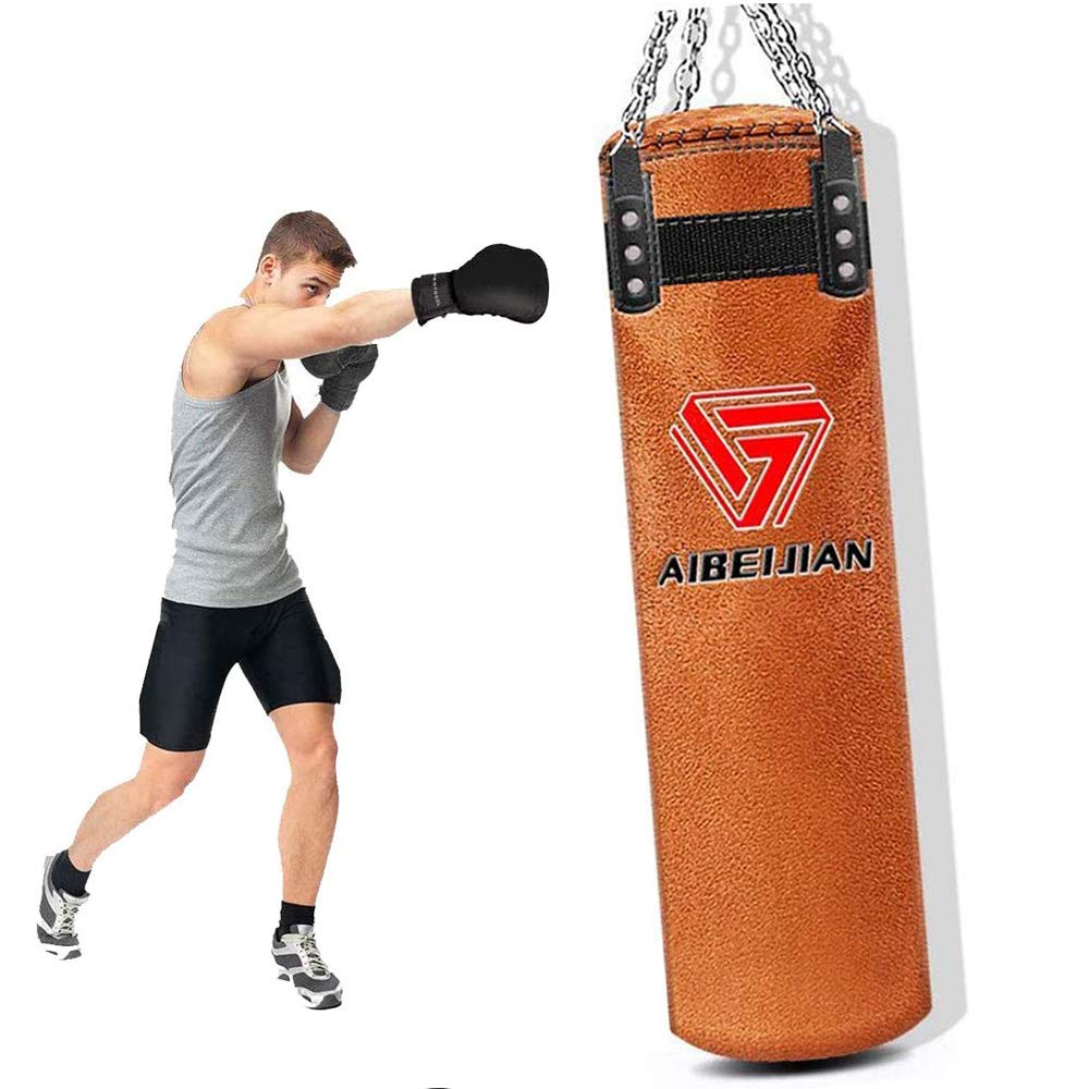 YZU Heavy Duty Suede Punching Bag for Boxing, MMA, Karate & Fitness Training - Empty Sand Bag for Adults & Kids - Perfect for Home Gym, Garage Workouts & Martial Arts Practice