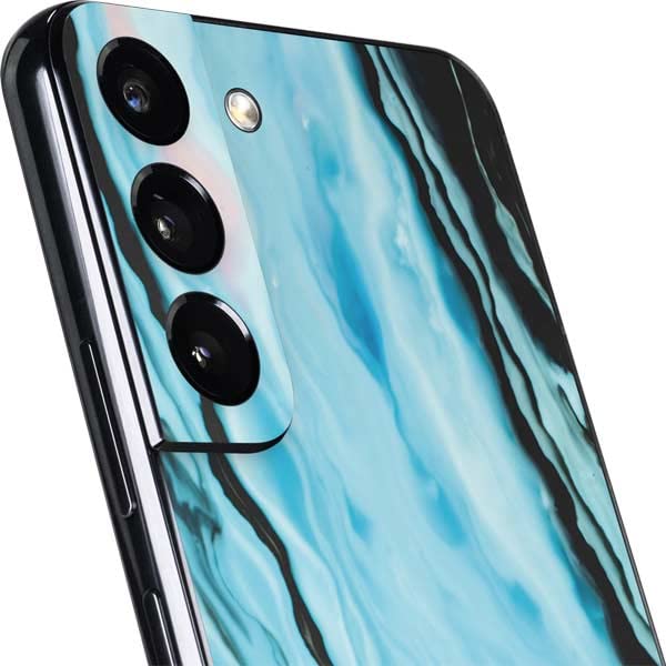 Premium Aqua Blue Marble Phone Skin for Samsung Galaxy S22 Plus | Durable Vinyl Decal | Scratch Protection | Perfect for Office, Travel & Everyday Use
