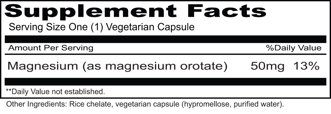 Magnesium Orotate Supplement - 100 Vegetarian Capsules for Muscle Recovery, Heart Health & Stress Relief | Supports Energy & Sleep