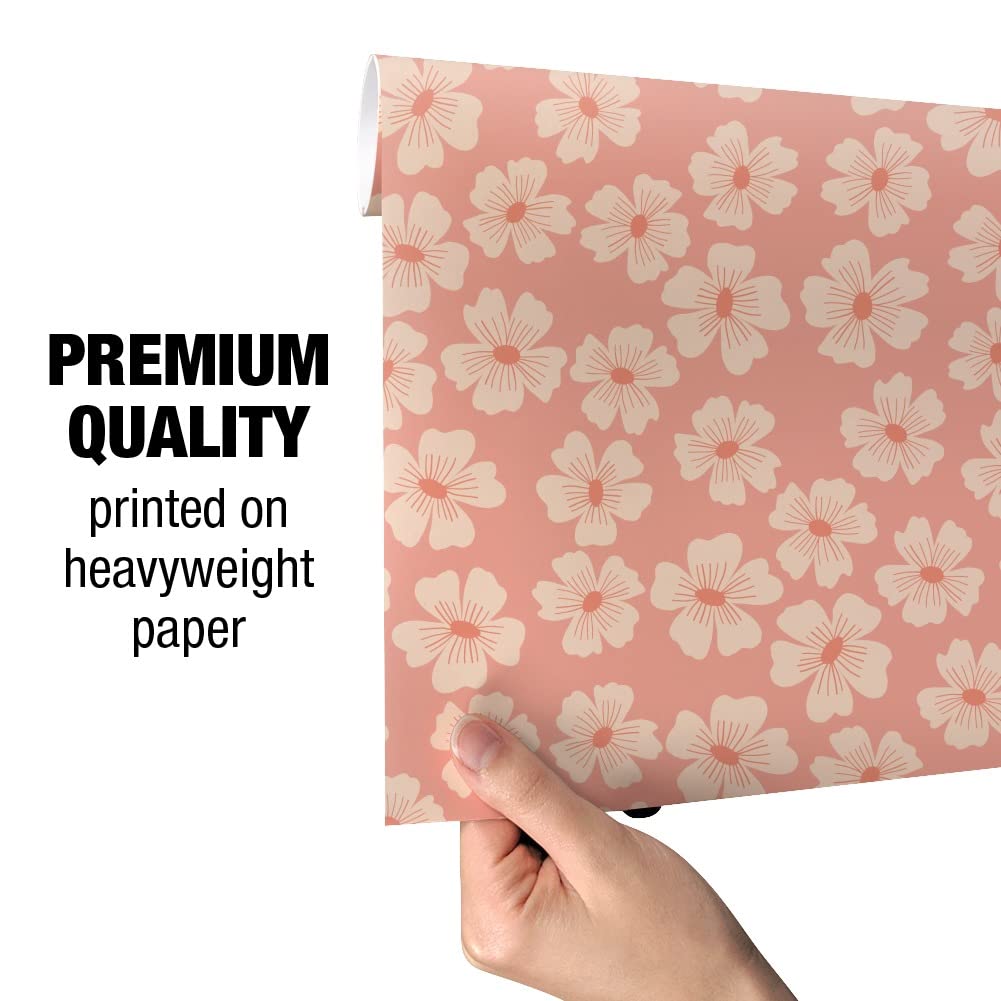 Peachy Flowers Gift Wrap Paper Rolls - Floral Wrapping Paper for Birthdays, Weddings & Special Occasions | GRAPHICS & MORE Premium Wrapping Paper