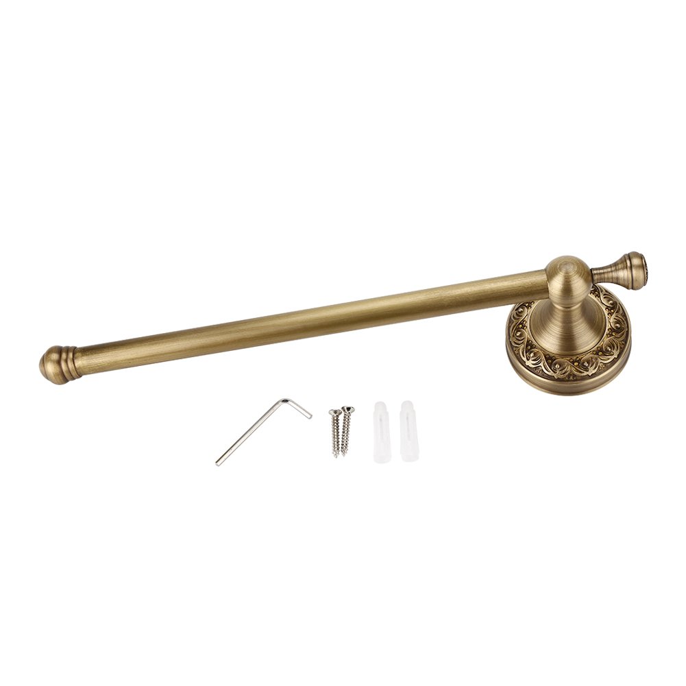 Antique Brass Wall Mounted Towel Rack - Bathroom & Kitchen Towel Holder with Shelf for Hand & Dish Towels | Perfect for Small Spaces, Farmhouse & Vintage Decor