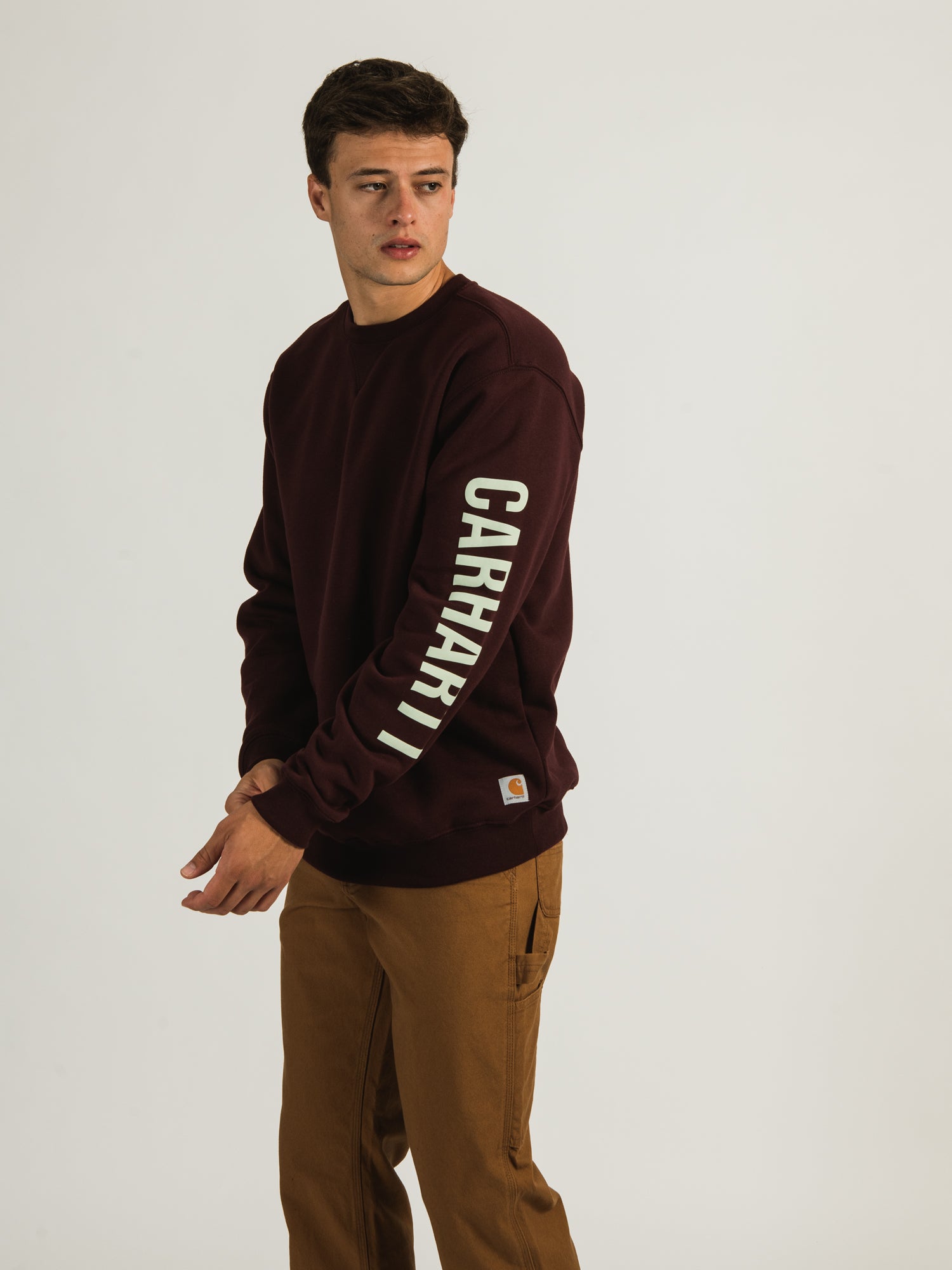 Carhartt Midweight Logo Crewneck Sweatshirt - Men's Workwear & Casual Wear for Outdoor Activities & Everyday Comfort