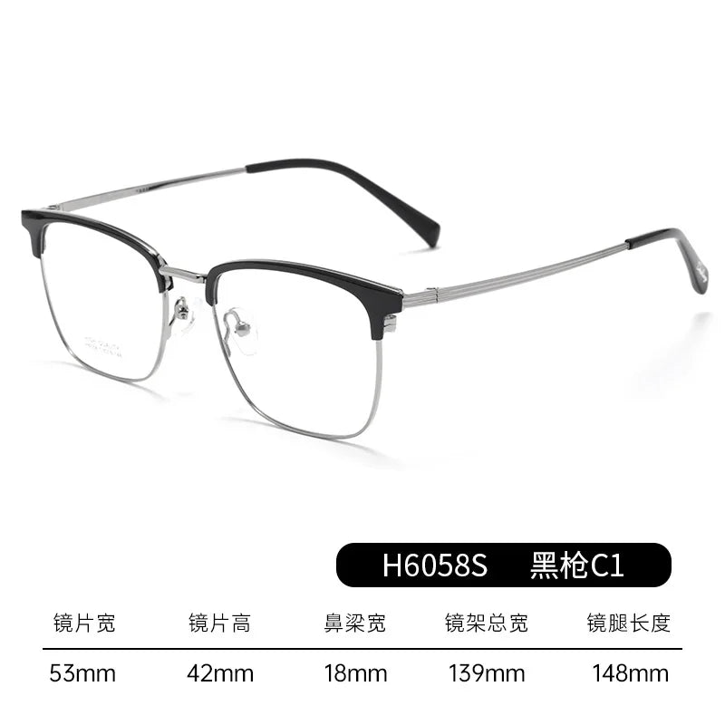Bclear Unisex Full Rim Square Brow Line Titanium Eyeglasses 16058 - Lightweight Durable Frame for Men & Women - Perfect for Reading, Working & Fashion Accessories