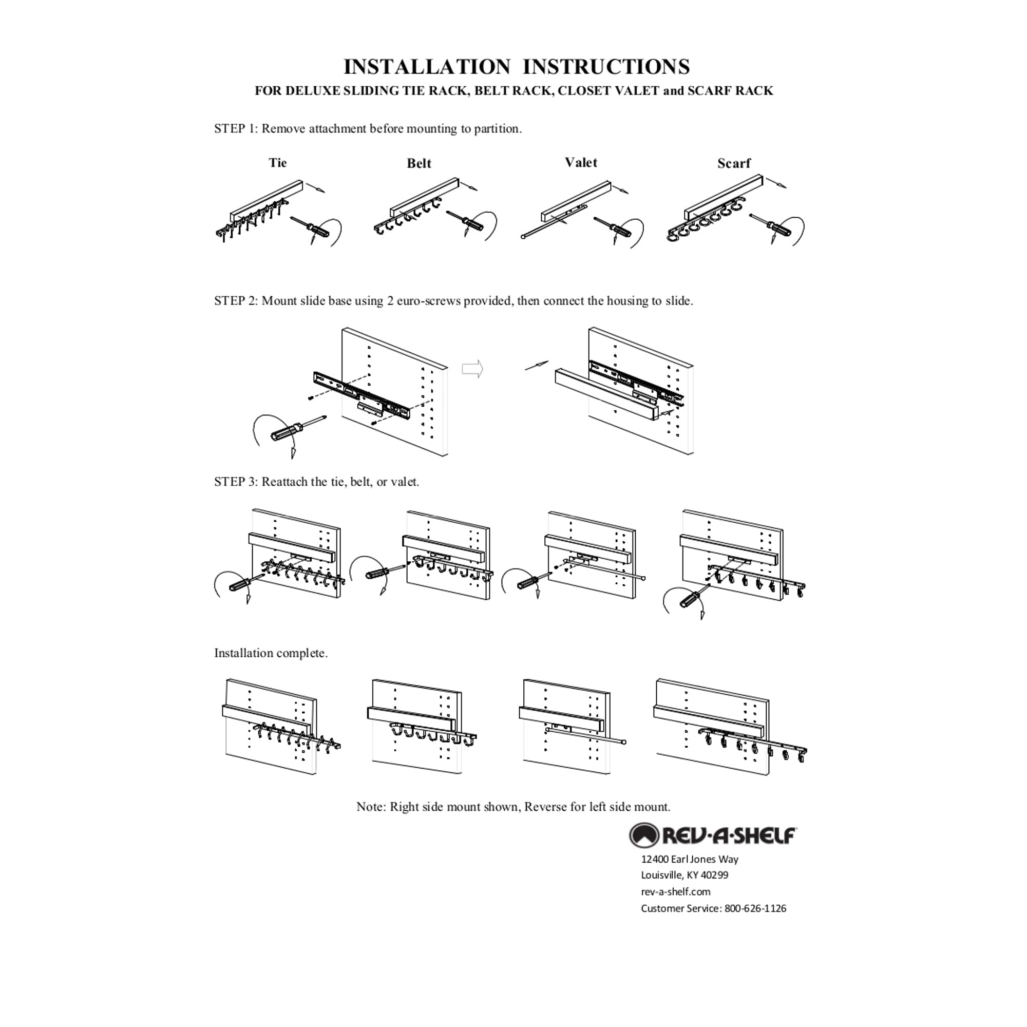 Rev-A-Shelf Sidelines CTRSL-14-CR-1 14-Inch Chrome Pull-Out Sliding Tie Rack Organizer - Holds 16 Ties - Space-Saving Closet Storage Solution for Men's Accessories & Necktie Organization