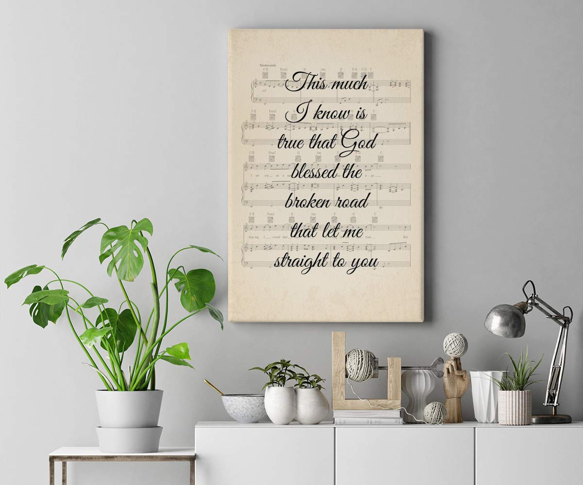 Bless The Broken Road Lyrics Framed Canvas Print - 16x24 Wall Art for Home Decor