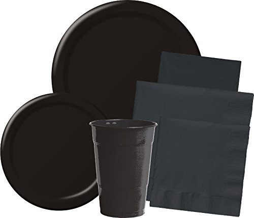 Creative Converting Black Velvet Party Dinner Plates 7.5 x 4.25 Inch - Elegant Disposable Tableware for Birthday, Wedding & Holiday Celebrations