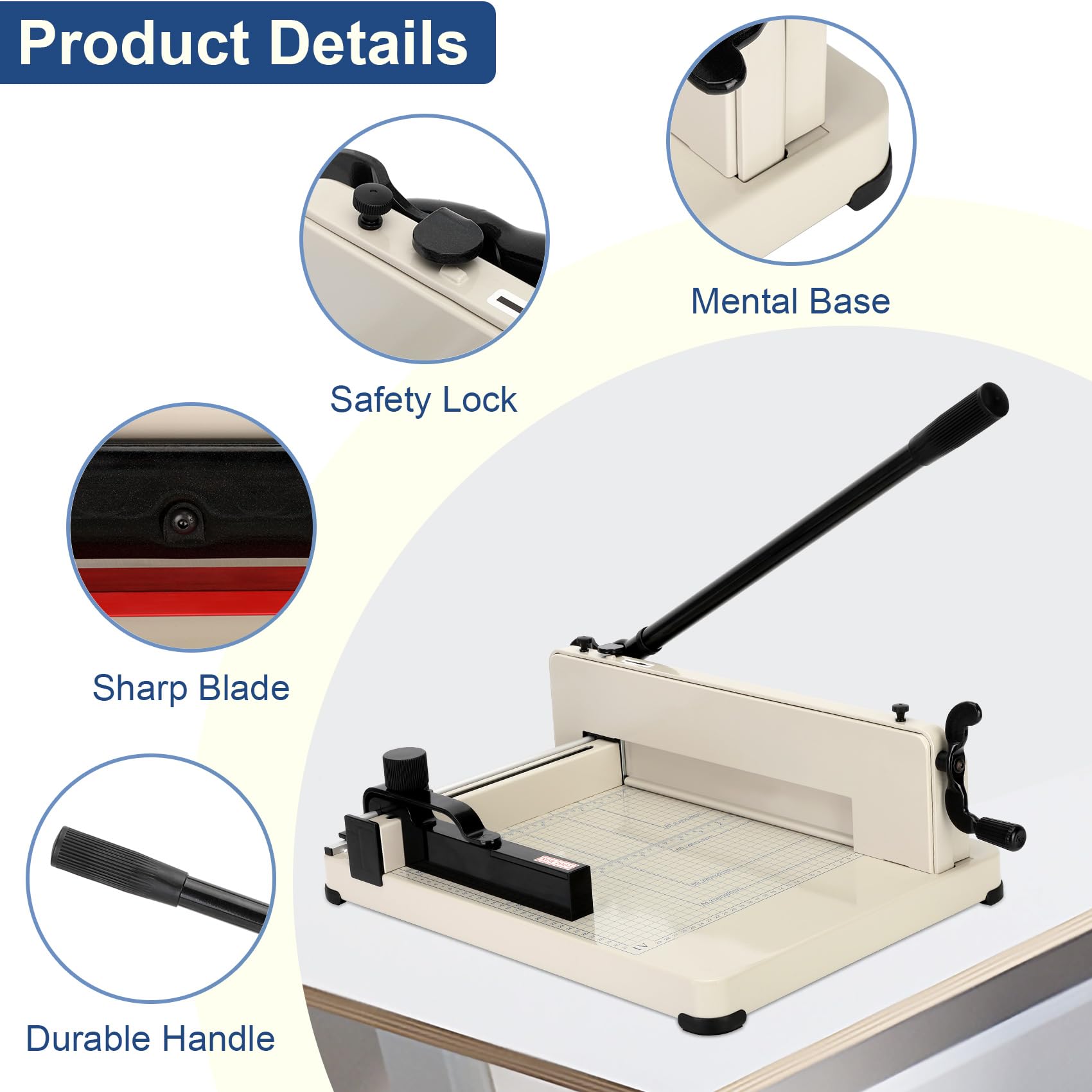 12 Inch Heavy Duty Paper Cutter - Guillotine Trimmer for A4 Paper with 400 Sheet Capacity, Office & School Paper Cutting Tool | Perfect for Document Trimming, Craft Projects, and Bulk Paper Cutting
