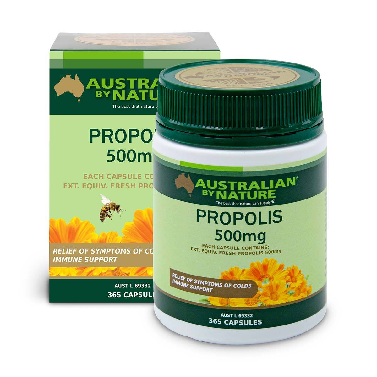 Australian By Nature Propolis 500mg 365 Capsules - Premium Bee Propolis Supplement for Immune Support, Antioxidant & Wellness - Daily Immune Booster for Adults & Seniors - Perfect for Cold Season & Year-Round Health Maintenance