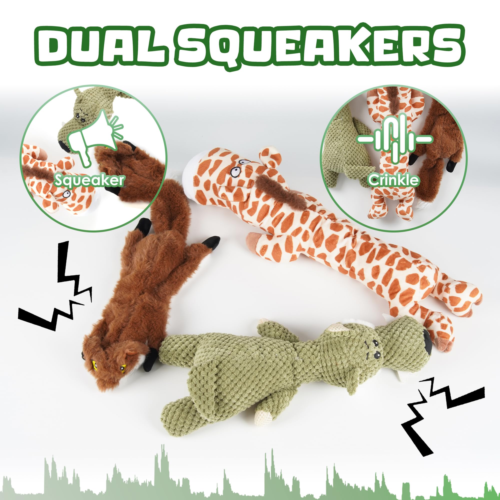 3 Pack Dog Squeaky Toys - Interactive Chew Toys for Small, Medium & Large Dogs with Cute Animal Designs & Fun Sounds - Keep Pets Entertained Indoors & Outdoors - Perfect for Playtime, Training & Boredom Relief