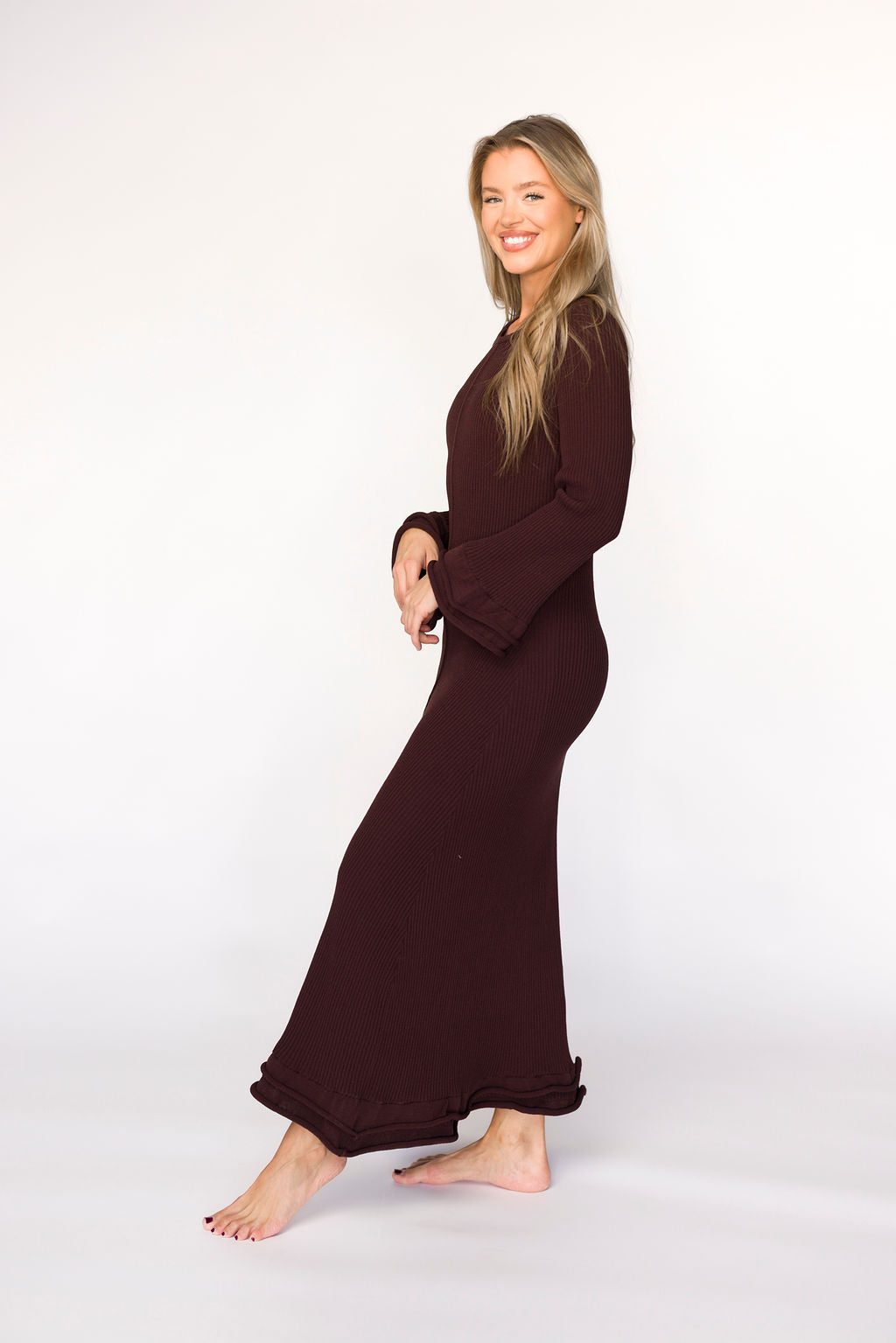 Arlet Maternity Dress in Brown - Bump Friendly & Comfortable for Pregnancy | Perfect for Casual Outings, Baby Showers & Maternity Photos