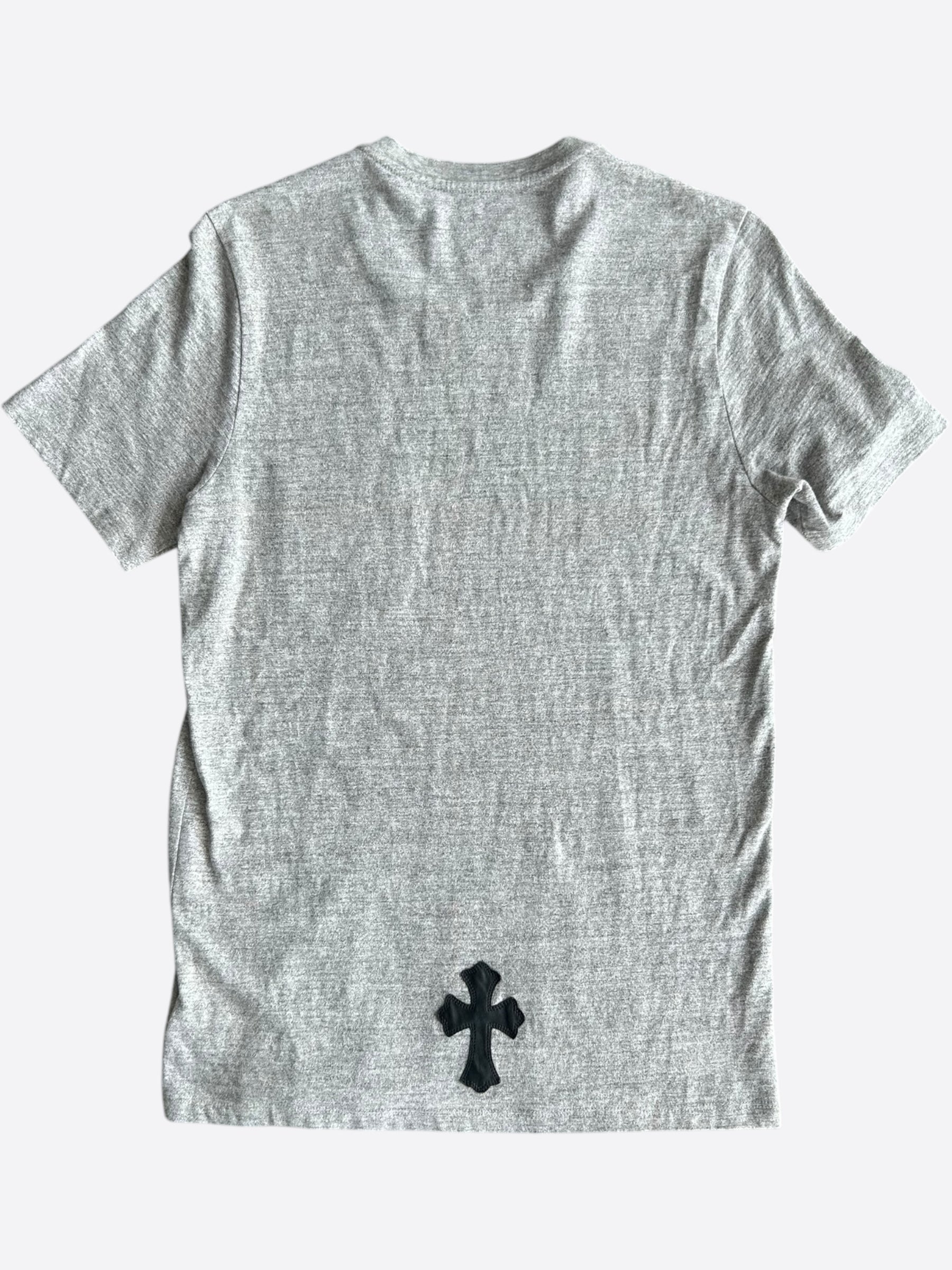 Chrome Hearts Grey & Black Leather Triple Cross T-Shirt for Men - Gothic Streetwear Fashion for Casual Outfits & Night Out