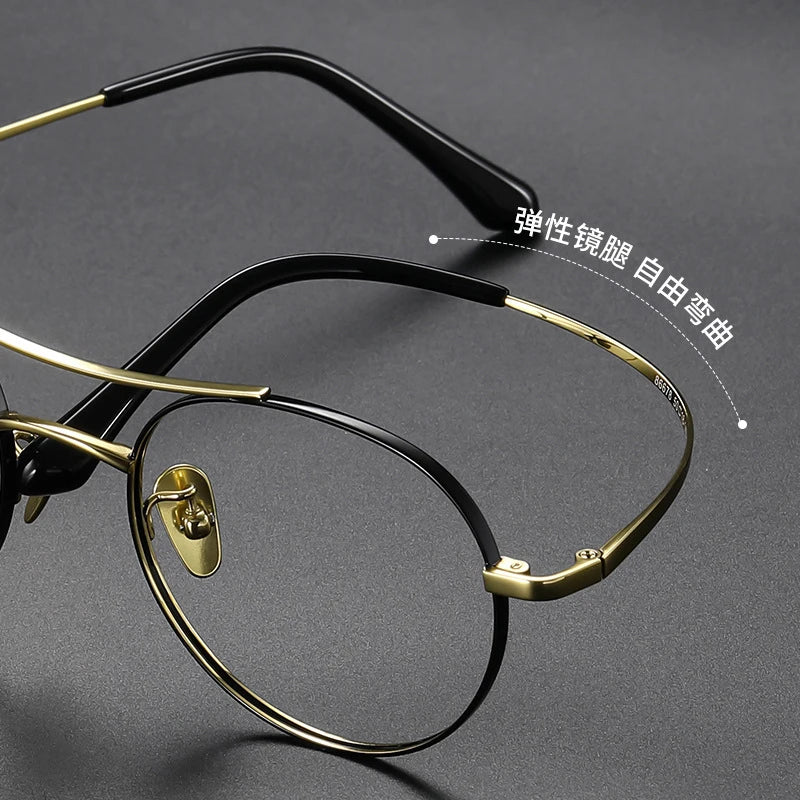Bclear Unisex Full Rim Round Small Double Bridge Titanium Eyeglasses 86678 - Lightweight & Durable Titanium Frame Glasses for Men & Women - Perfect for Reading, Work, and Everyday Fashion