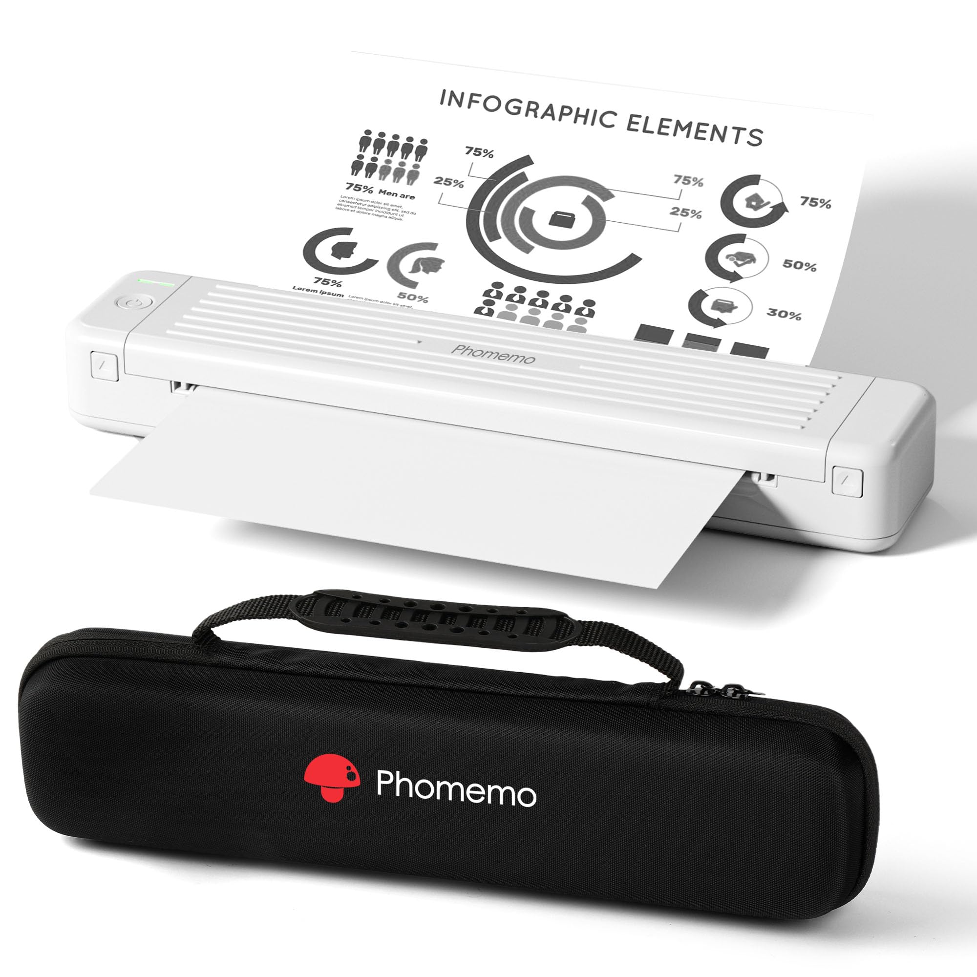 Phomemo P831 Wireless Portable Printer - 300 DPI Bluetooth Thermal Printer for Travel & Home Office | Compatible with iPhone, Android & Laptop | Prints on 8.5x11 US Letter & A4 Paper | Perfect for Printing Documents, Photos, Labels & Travel Memories On-The-Go