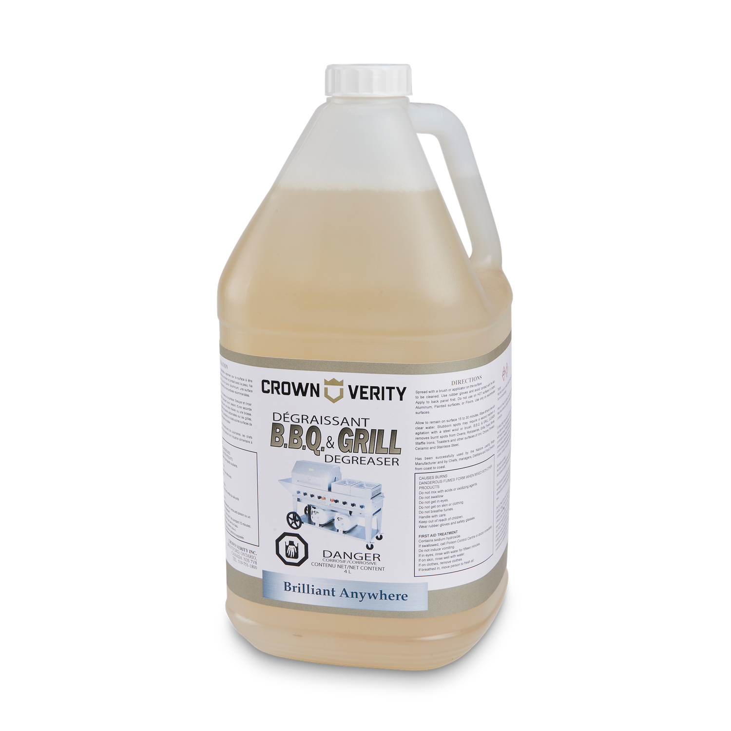 Crown Verity 1 Gallon BBQ & Grill Cleaner - Heavy Duty Degreaser for Outdoor Cooking - Perfect for Charcoal Grills, Gas Grills & Smokers - Removes Grease, Oil & Burnt-On Food Residue