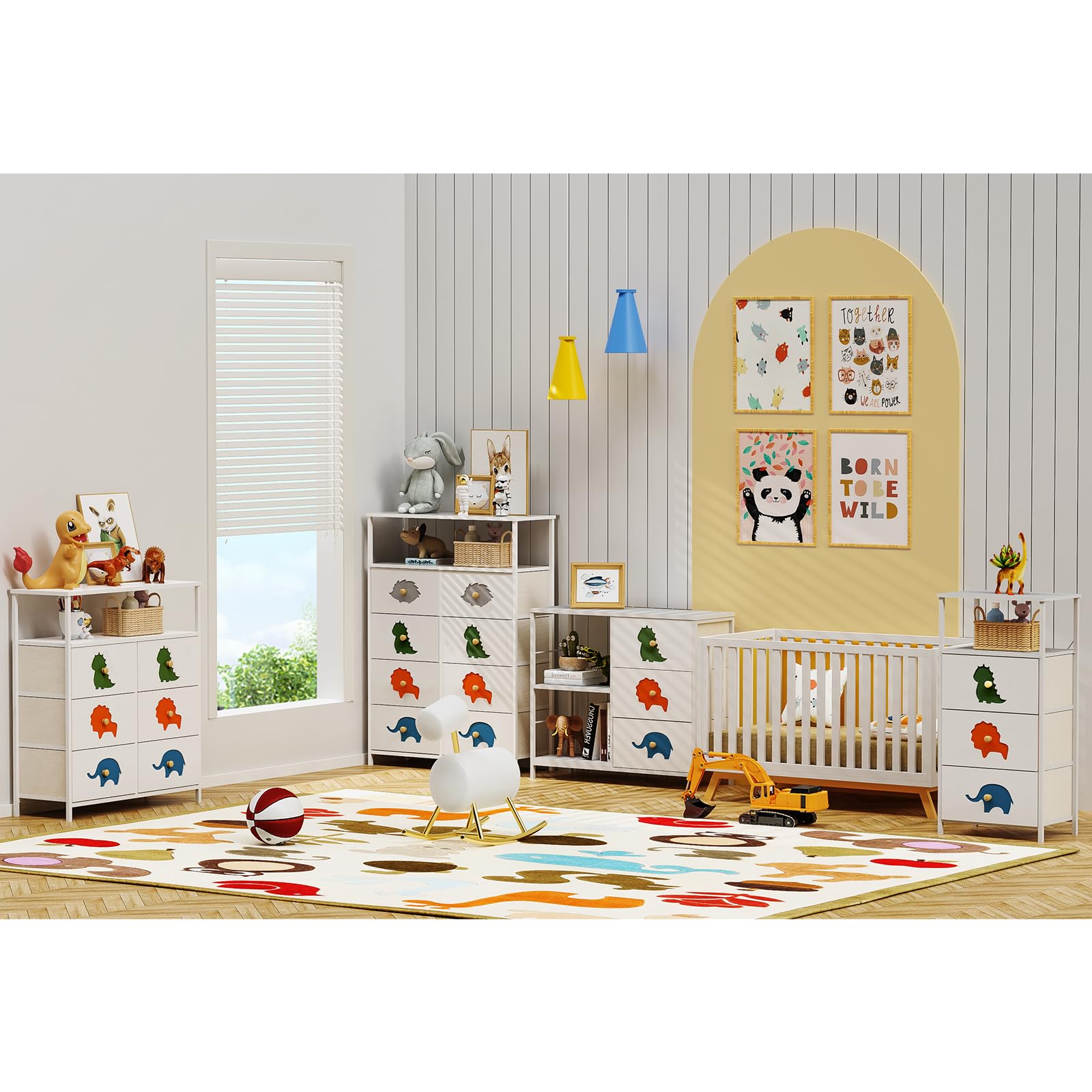 FRAPOW 8-Drawer Kids Dresser with Shelves - Tall Nursery Storage Organizer, Large Fabric Dresser with Wooden Top & Open Shelf, Sturdy Metal Frame - Perfect for Bedroom, Hallway, Living Room & Kids Room Organization