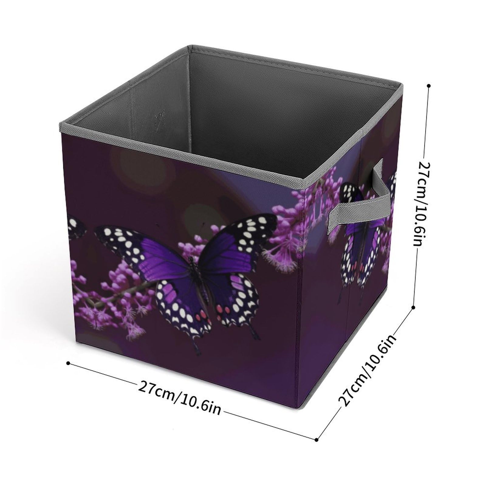 Foldable Purple Plum Butterfly Storage Cubes with Handles - Organize Clothes, Toys & More for Cabinet, Shelf & Closet - Perfect for Bedroom, Nursery & Dorm Organization