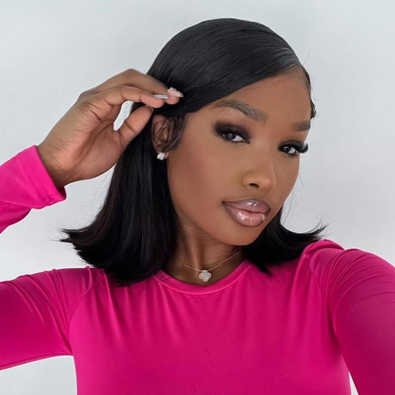 Eullair 13x4 Lace Front Human Hair Wig - Short Bob Style with Retro Flip Ends for Women | Perfect for Daily Wear, Cosplay & Special Occasions