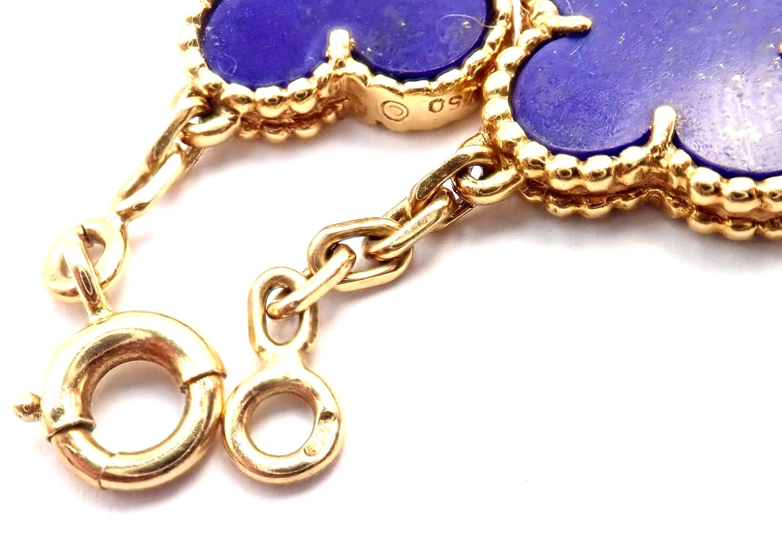 Authentic Van Cleef & Arpels 18k Gold 5 Motif Alhambra Bracelet with Lapis Lazuli - Luxury Jewelry Gift for Women, Perfect for Weddings & Special Occasions