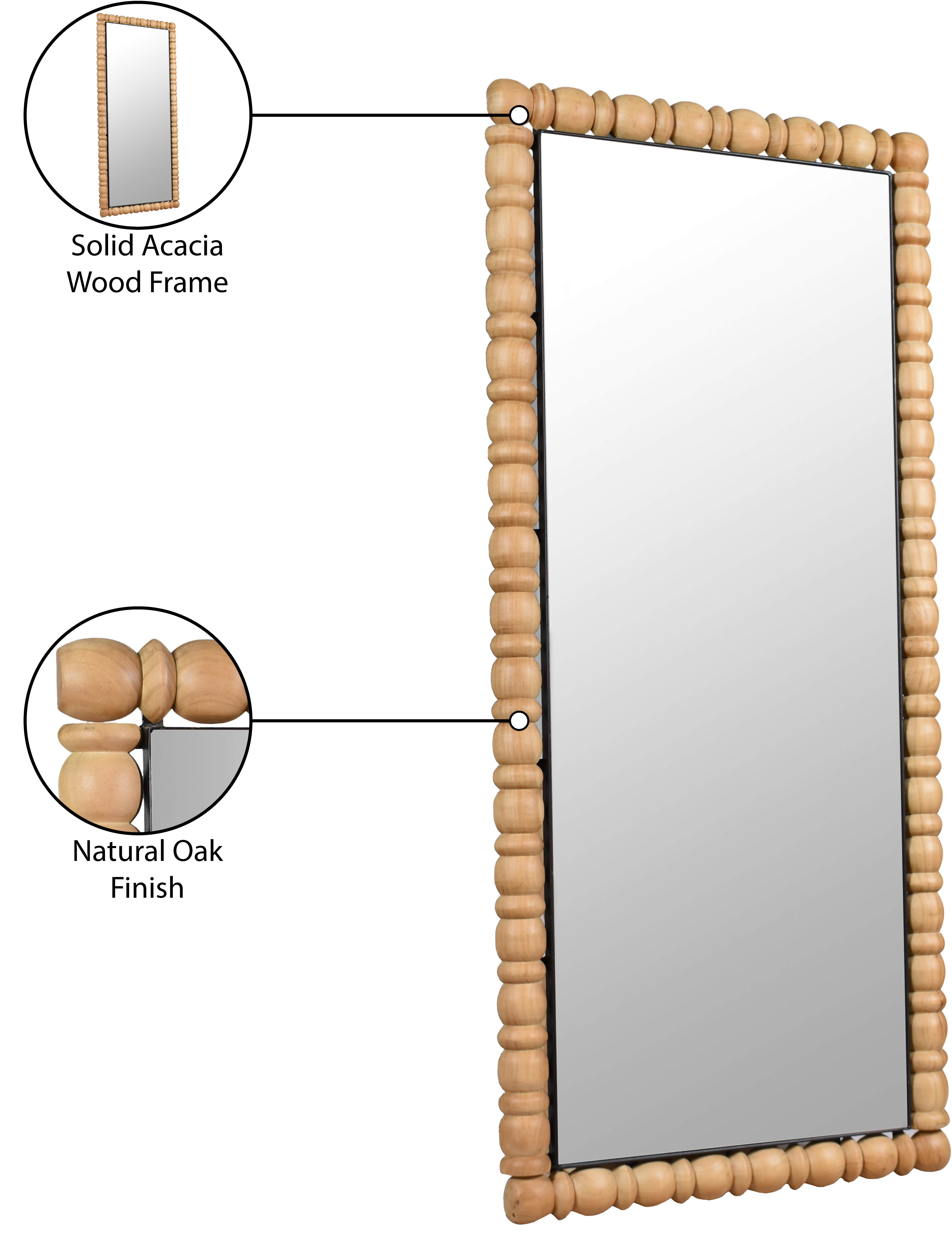 Aubrey Bleached Natural Oak Mirror - Full Length Wall Mirror for Bedroom, Living Room & Entryway - Rustic Farmhouse Decor for Home & Office