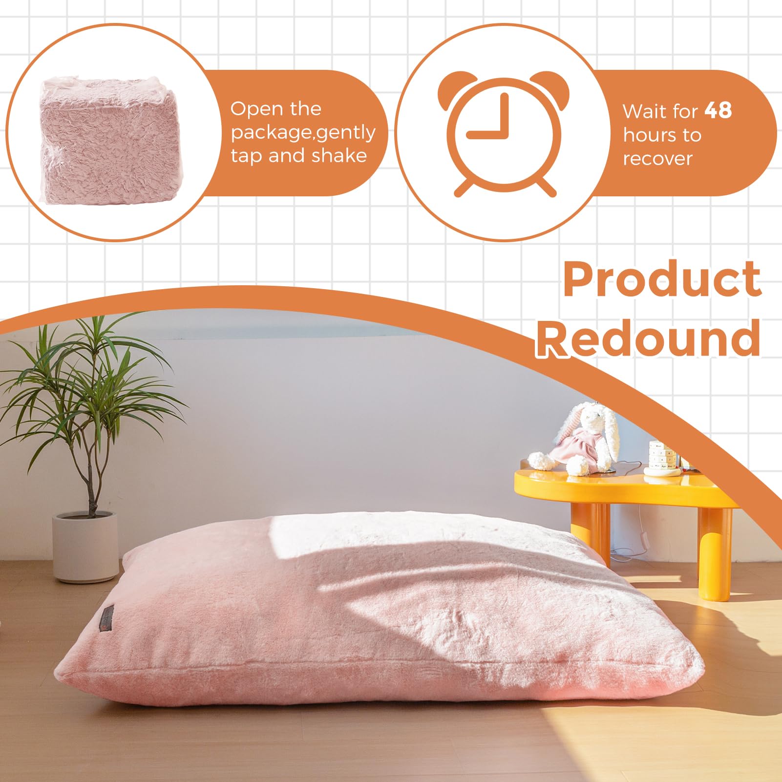 MAXYOYO 3-in-1 Kids Bean Bag Chair Bed - Convertible Faux Fur Floor Sofa for Children, Gaming & Reading (Pink) | Perfect for Bedroom, Playroom & Dorm Room Comfort