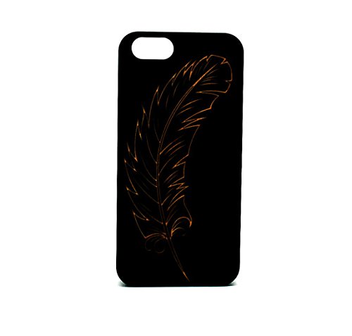 Premium Real Wood iPhone 6/6s Plus Case - Handcrafted Black Wood Cover with Feather Laser Engraving | Slim Protective Case for Everyday Use & Business Meetings