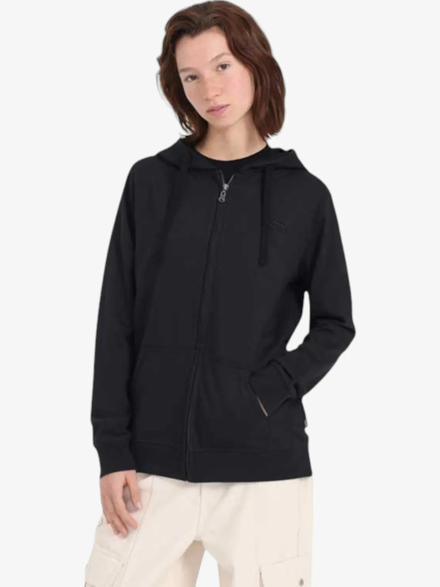 Vans Women's Everyday OS Zip Hoodie - Black | Casual Streetwear for Everyday Comfort & Style | Perfect for Outings, Travel & Relaxing