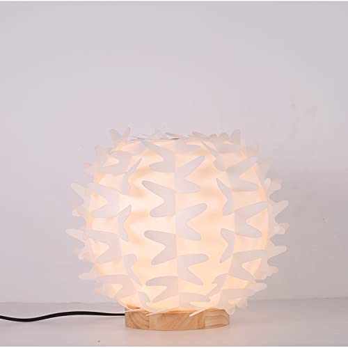 Modern Light Wood Coffee Table Lamp - 5.9ft Corded E26 Base with White PVC Globe Shade, Contemporary Lighting for Living Room, Dining Area, Fireplace Accent & Bookcase Decor | Perfect for Reading Nook, Bedside Nightstand & Home Office Desk