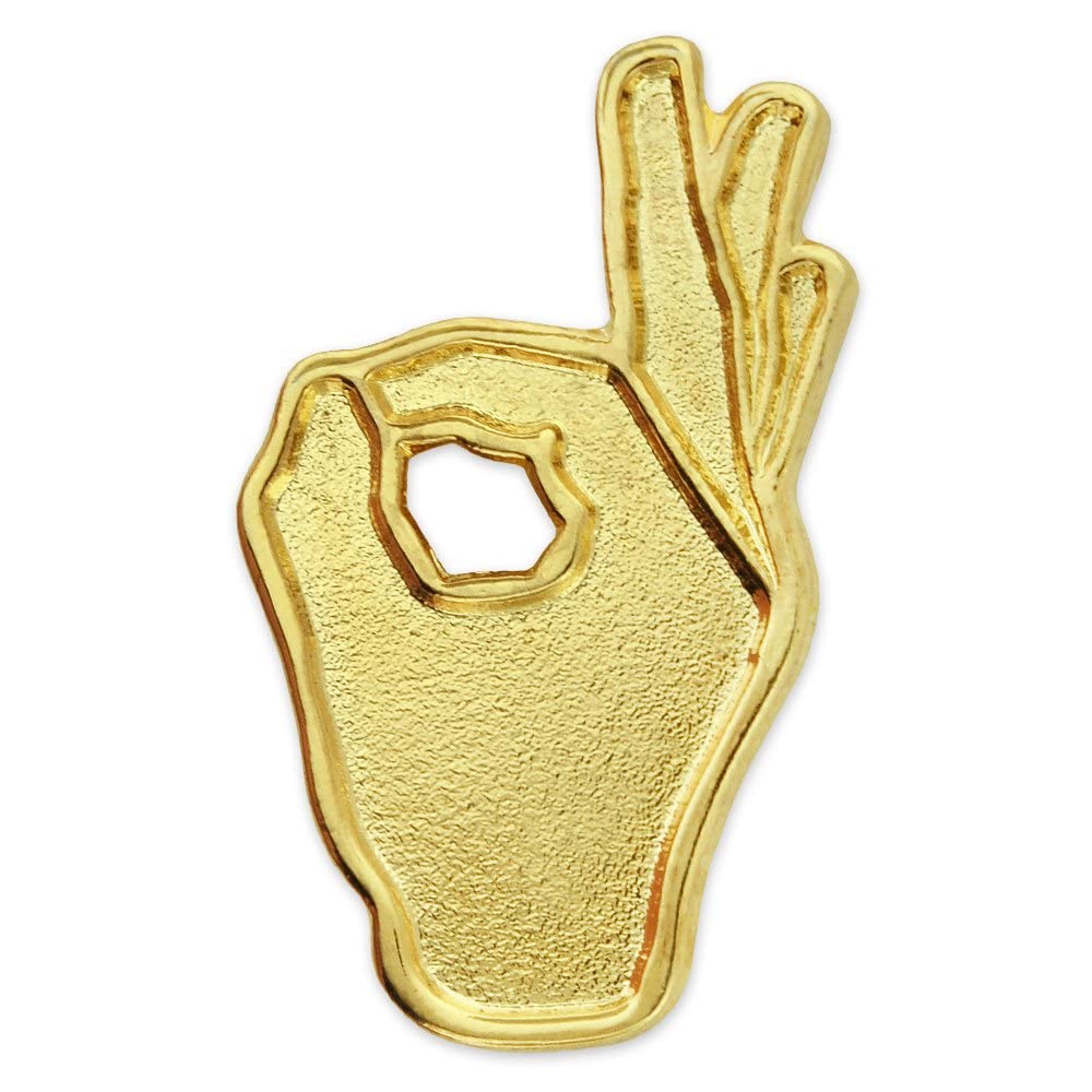 Gold Plated OK Hand Sign Language Lapel Pin - American Sign Language ASL Gift for Teachers, Students & Deaf Community - Perfect for Jackets, Hats & Backpacks
