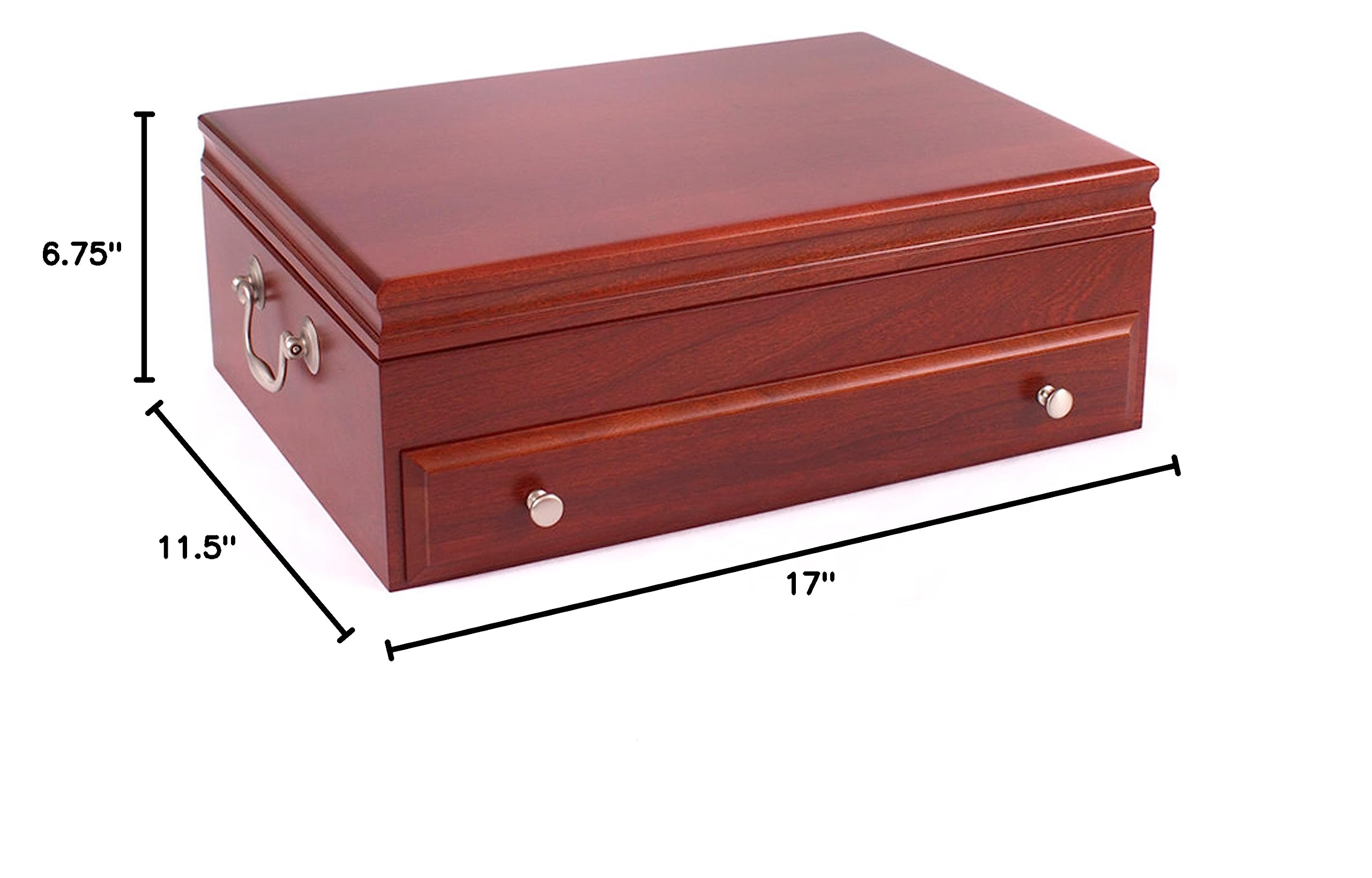 Premium One-Drawer Solid Cherry Flatware Chest - Heritage Cherry Finish - Elegant Silverware Storage Organizer for Dining Room & Wedding Gifts