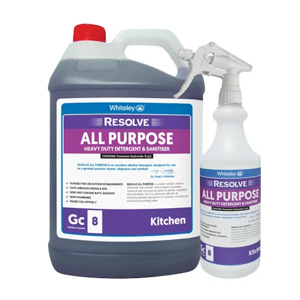 Whiteley Resolve Heavy Duty Laundry Detergent & Sanitizer - Powerful Stain Removal & Germ Protection for Tough Stains, Odors & Bacteria - Ideal for Commercial, Industrial & Home Use