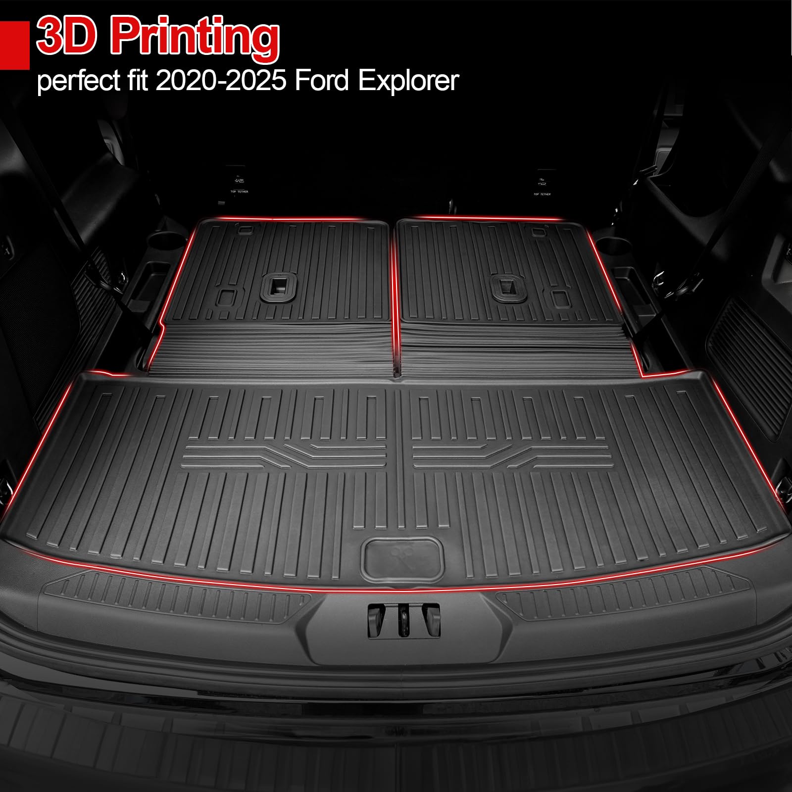 All-Weather Cargo Liner for 2020-2025 Ford Explorer & Explorer ST - Heavy Duty Trunk Mat Accessories - Perfect for Road Trips, Camping & Daily Use