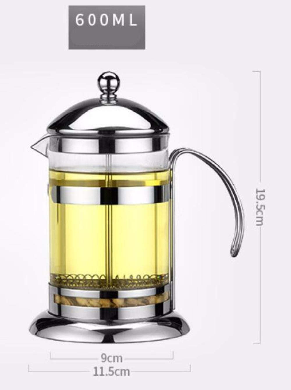 Premium French Press Coffee Maker - 600ml Thick Glass Tea & Coffee Pot with Stainless Steel Filter - Perfect for Home, Office, and Camping Use