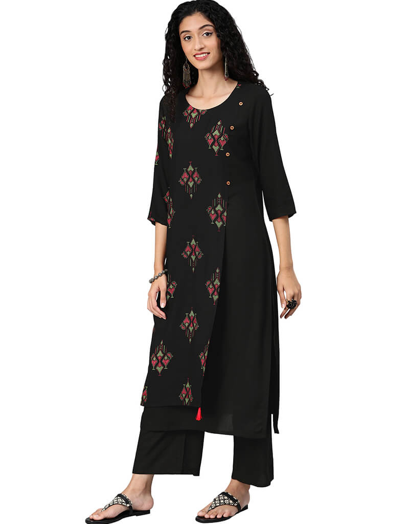 Black Rayon Palazzo Pants for Women - Comfortable Straight Leg Lounge Pants for Yoga, Travel & Casual Wear