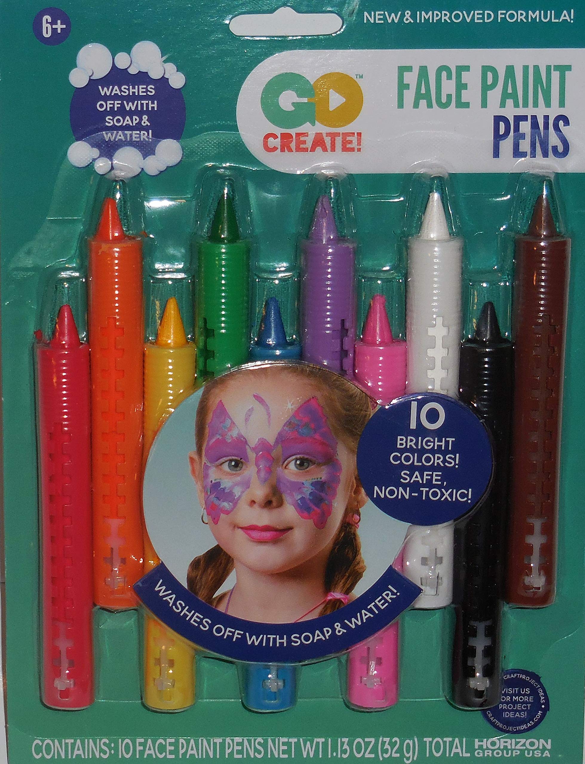 10 Pack Kids Craft Paint Pens for Face Painting - Non-Toxic, Washable, Vibrant Colors for DIY Art, Halloween Costumes & Party Activities