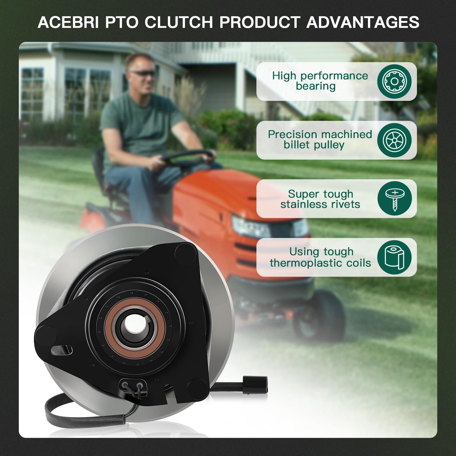 105-2653 PTO Clutch Replacement for Exmark & Toro Mowers - Compatible with Models 105-2635, MA-GT-TRO2, MA-GT1-TR01 - Durable Lawn Mower Clutch for Professional Landscaping & Commercial Use
