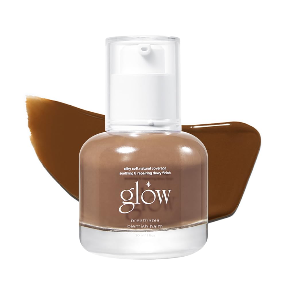 Glow Breathable Blemish Balm #Brown - Lightweight Hydrating BB Cream with Green Tea Water, Medium Coverage, 1 fl oz | Perfect for Daily Wear & Natural Makeup Looks