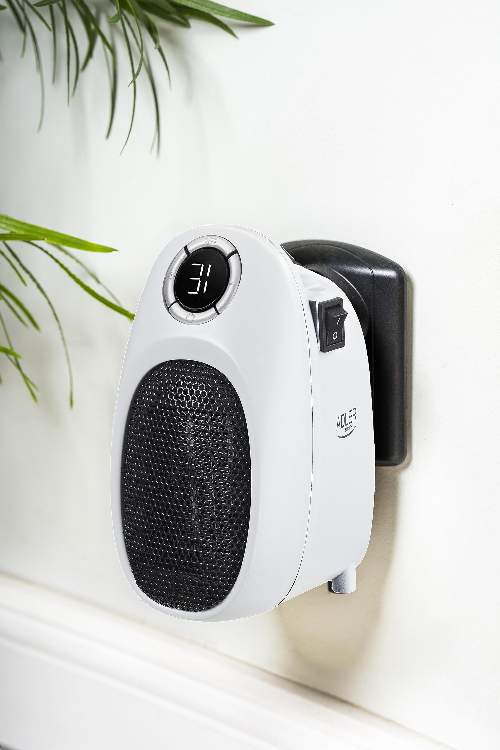 ADLER EUROPE Ceramic Mini Electric Heater - Portable, Energy Efficient 1500W with Adjustable Temperature & Timer - Perfect for Home, Office & Small Spaces