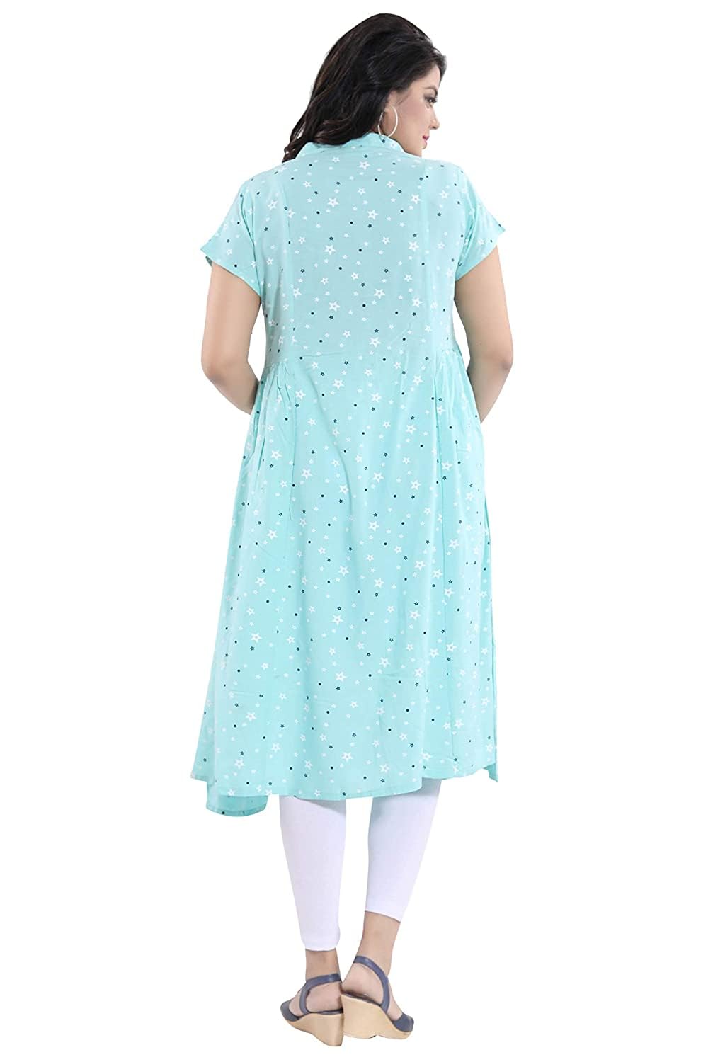 Women's Short Maternity Kurti - Soft Viscose Rayon Printed Tunic Top for Pregnancy Comfort | Perfect for Casual Wear, Maternity Photos & Baby Showers