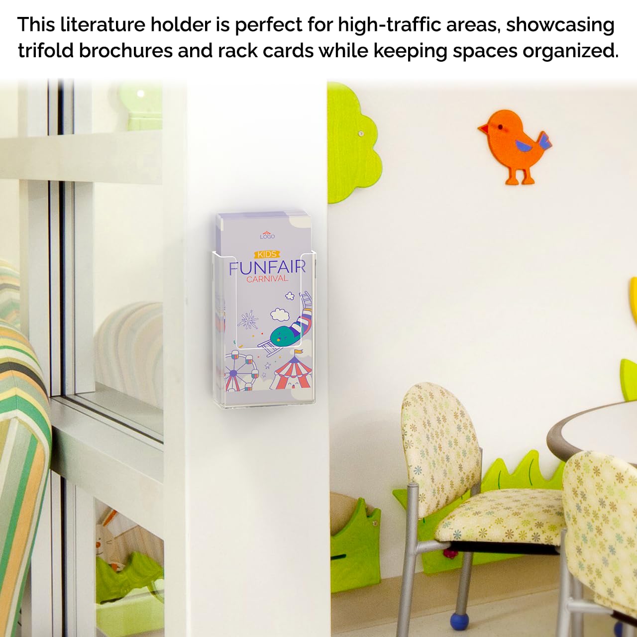 100 Pack Clear Plastic Brochure Holders with Hardware - 4 Inch Wide for Pamphlets, Menus, Maps & Rack Cards - Perfect for Restaurants, Nature Preserves, Theme Parks & Office Use