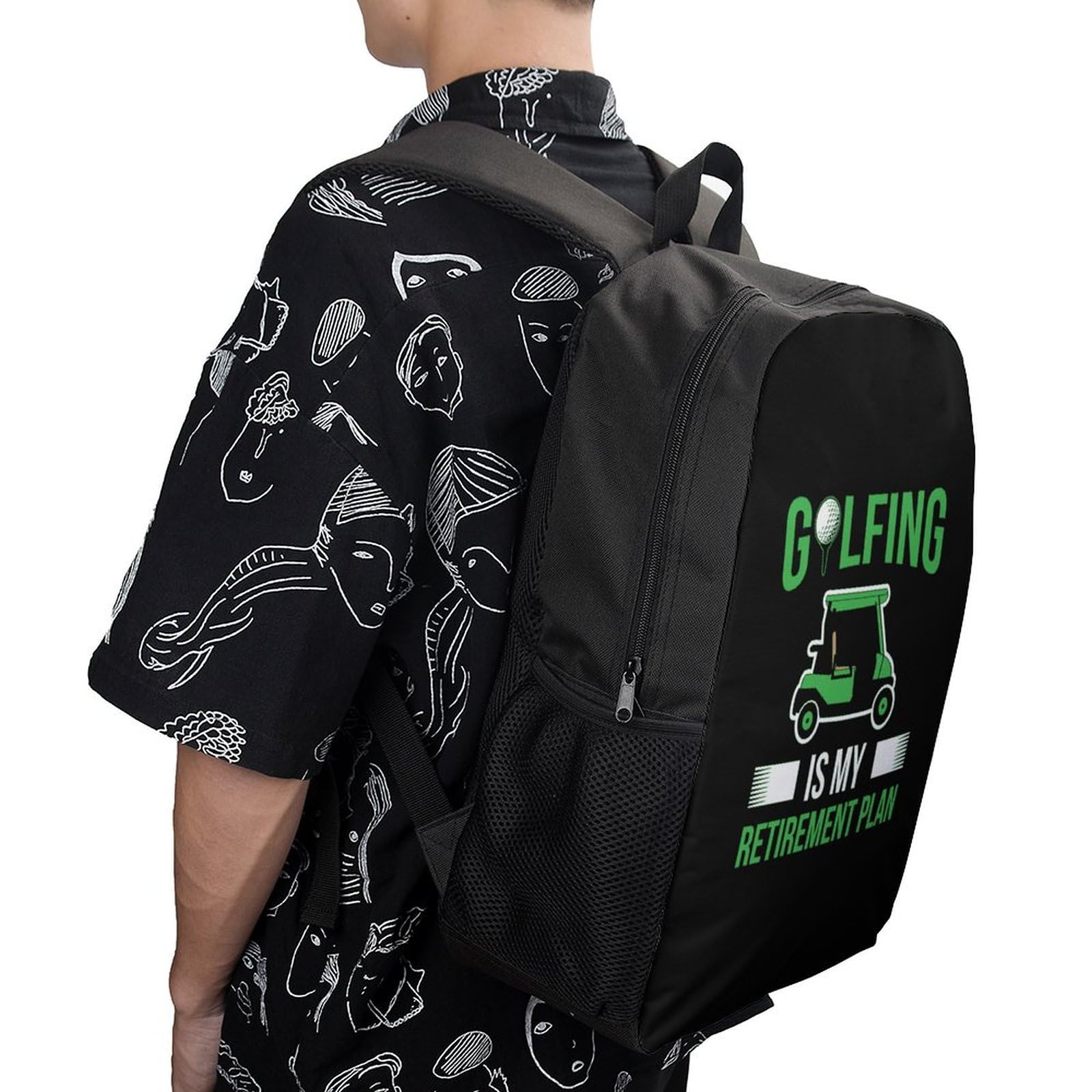 IOEDTHBJ 17 Inch Golf Backpack - 3D Printed Laptop Backpack for Men & Women, Perfect for School, Work & Travel | Durable Computer Bag with Retirement Plan Design | Ideal for Golfers, Students & Professionals