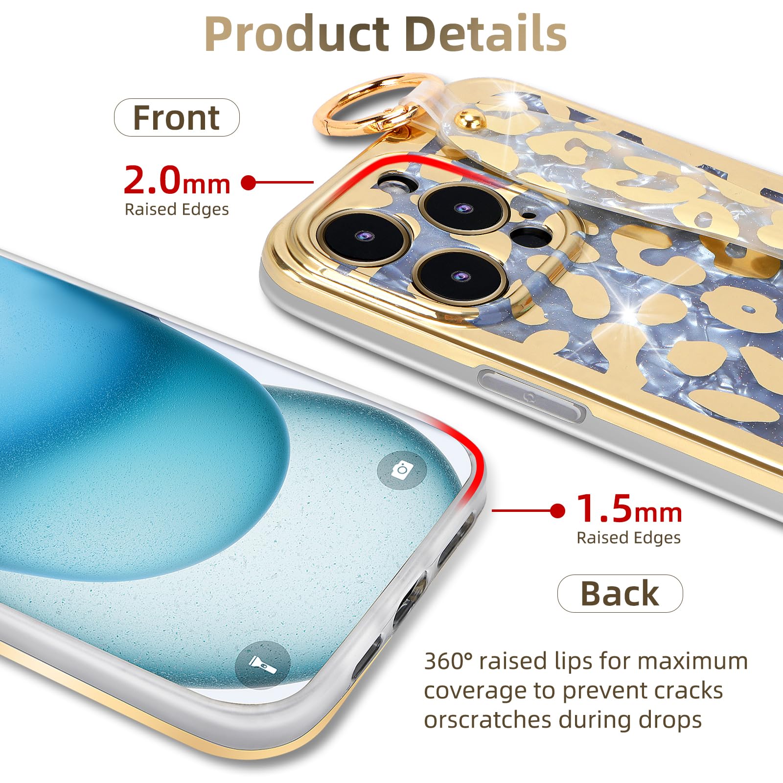Shockproof Ultra Slim IMD Case for iPhone 12 Pro Max (6.7-inch) - Cheetah Print Wristband & Kickstand Cover | Perfect for Gym, Outdoor Activities & Everyday Protection (Leopard Skin Pattern)