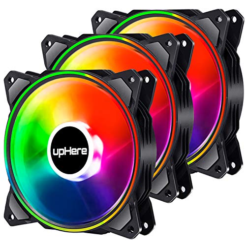uphere 120mm 3-Pack RGB LED Long Life Computer Case Fans - Quiet Cooling PC Case Fans for Gaming PC, Desktop Computer, and Workstation Cooling | High Airflow with Colorful Lighting for Enhanced Performance