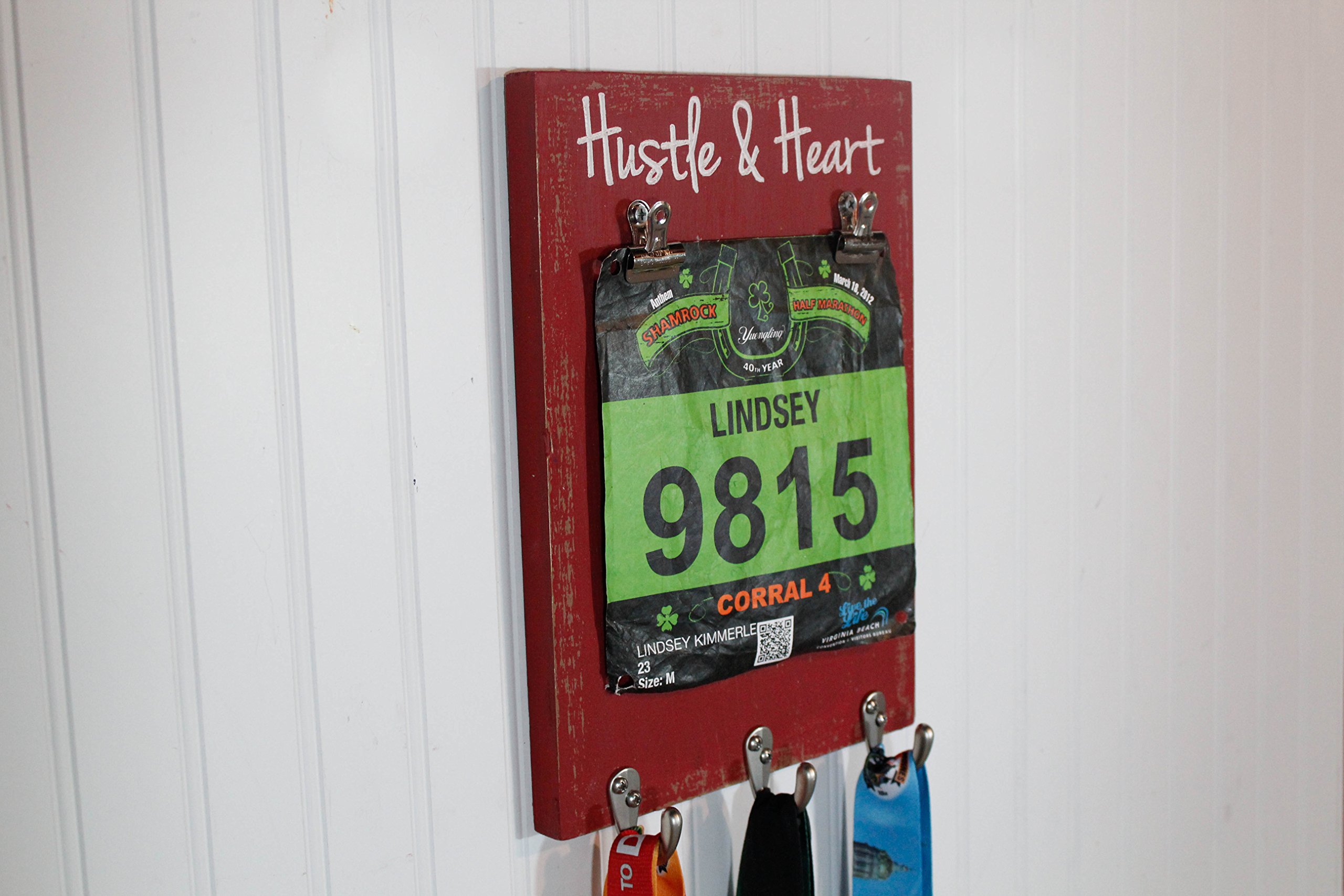 Premium Running Medal Holder - Carved Wooden Display for Race Medals & Bibs - Perfect for Marathon Runners, Triathletes & Fitness Enthusiasts - Home Gym & Office Decor