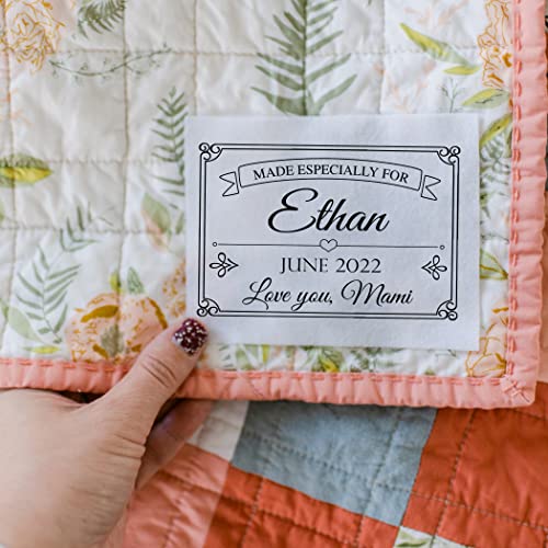 Personalized Quilt Labels - Custom Embroidered Quilt Tags with Name, Date & Maker for Handmade Quilts - Perfect for Baby Blankets, Wedding Gifts & Memory Keepsakes