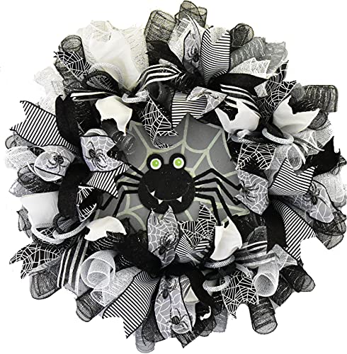 Spider Web Halloween Wreath - Gothic Decor Wreath for Front Door, Indoor & Outdoor Halloween Decorations - Perfect for Halloween Party, Front Porch, and Home Decor