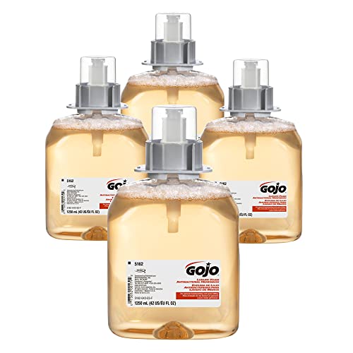 Gojo FMX-12 Luxury Antibacterial Foam Hand Soap - Fresh Fruit Scent, 42.27 Oz (4-Pack) | Gentle Skin Cleansing for Home, Office & Healthcare Facilities