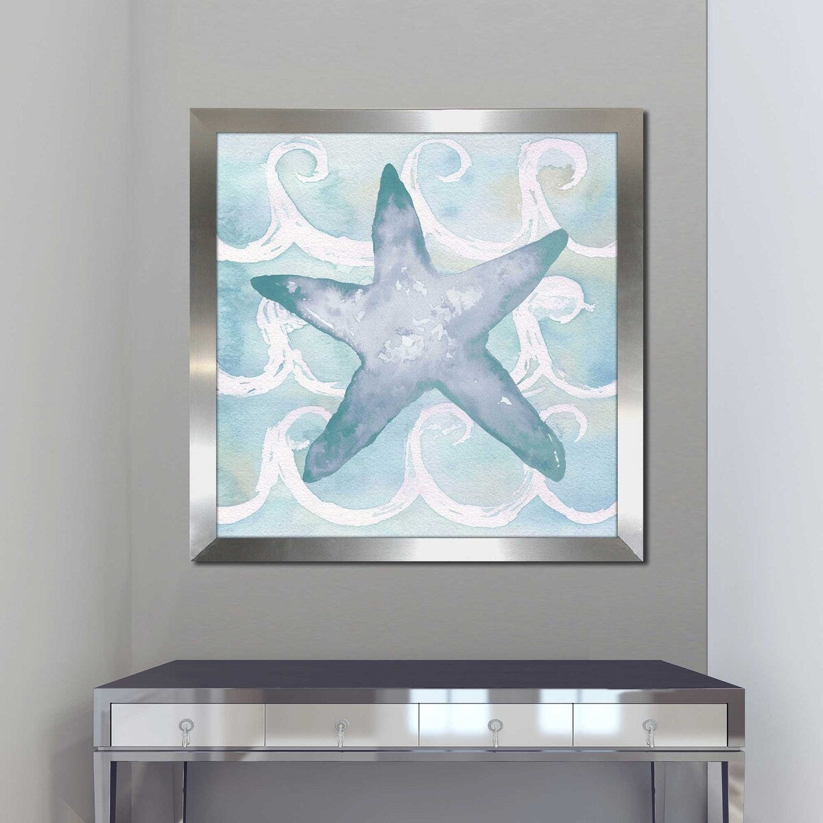 Azure Sea Creatures Square Print on Acrylic - Stunning Ocean-Themed Wall Art for Home, Office & Beach House Decor