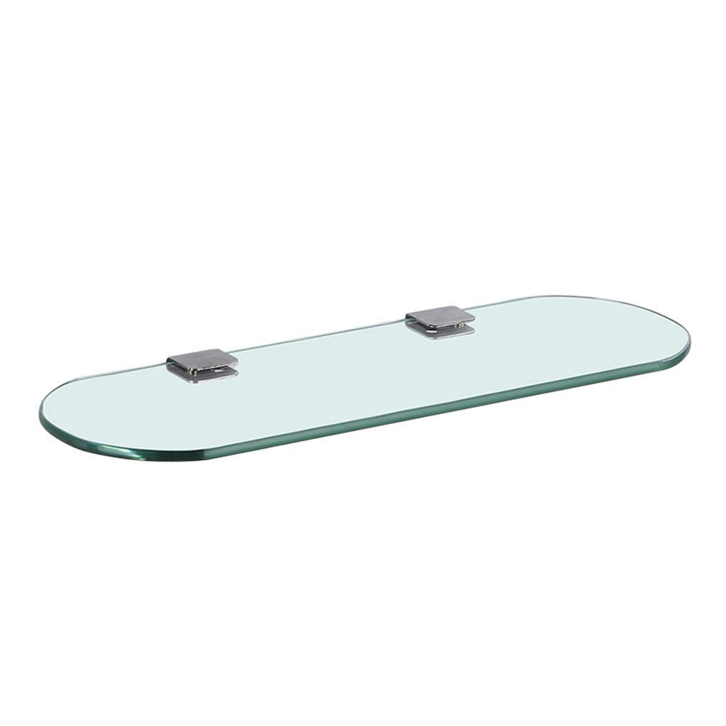 Clear Glass Shelf Display Rack with Curved Corners - Wall Mounted Modern Home Shelves for Bathroom, Kitchen & Bedroom (40cm) - Perfect for Organizing Toiletries, Spices & Decor Items