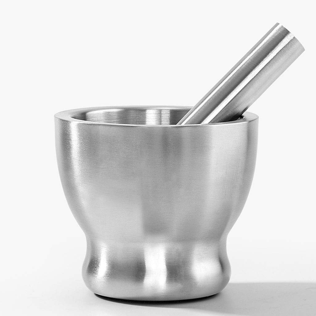 Premium 304 Stainless Steel Mortar and Pestle Set - Garlic Crusher, Spice Grinder, Herb Bowl & Pill Crusher - Food Safe Medicine Masher for Pesto, Pepper, Powder - Perfect for Kitchen, Pharmacy & Herbal Use